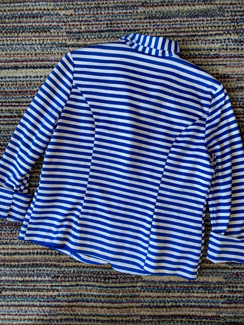 LM STUDIO Blue & White Striped Knit Jacket - Picture 8 of 12